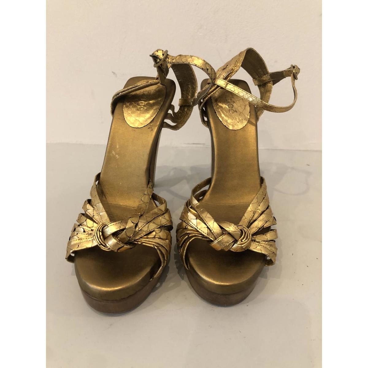 Stylish Chlo Gold Python High Heels